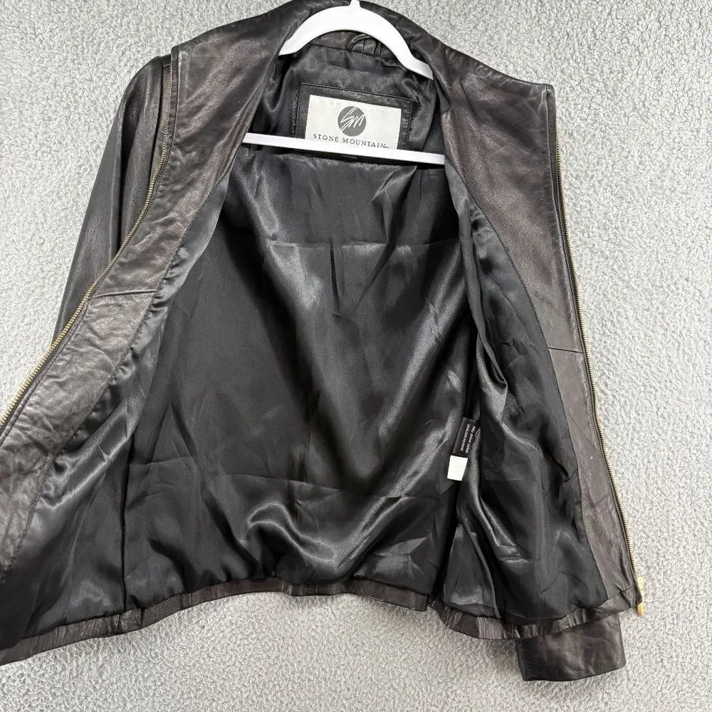 Vintage Leather Jacket Stone Mountain Mod Moto Genuine Leather Minimalist